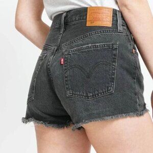 LEVI'S Vintage 90s Y2K Black Denim 615 High Waisted Cutoff Jean Shorts sz 32